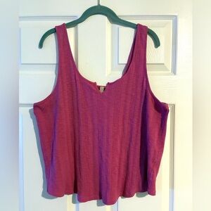 Anthropologie - PILCRO - Women's Sleeveless Ribbed Tank Top in Magenta